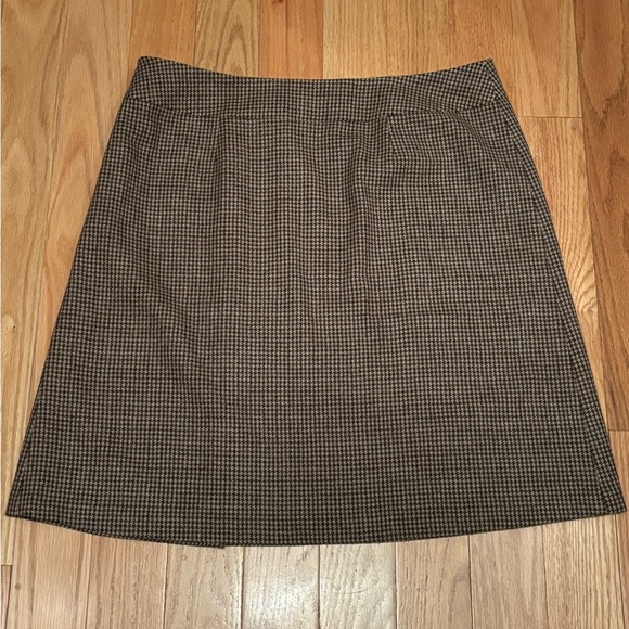 Vintage Talbots Lined Skirt Women's Size 16 Wool Brown Houndstooth A-Line - Picture 3 of 11